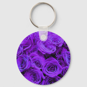 romantische violette paarse rozen ,  rozenroos bou sleutelhanger
