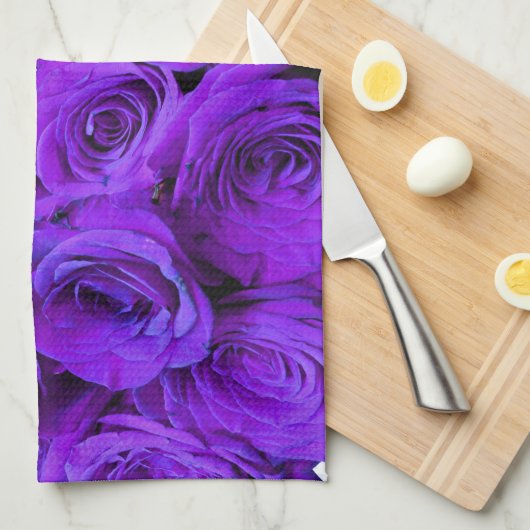 romantische violette paarse rozen ,  rozenroos bou theedoek (Quarter Fold)