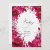 Romantische Viva Magenta Floral Wedding Kaart (Voorkant)