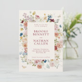 Romantische vlinder Bloemen Lijst bruiloft Save The Date (Staand voorkant)