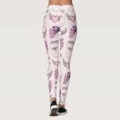 Romantische vlinder en hart pot ontwerp Leggings (Achterkant)