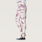 Romantische vlinder en hart pot ontwerp Leggings (Links)