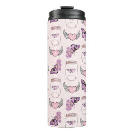 Romantische vlinder en hart pot ontwerp Leggings Thermosbeker