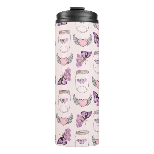 Romantische vlinder en hart pot ontwerp Leggings Thermosbeker (Voorkant)