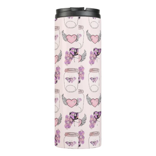 Romantische vlinder en hart pot ontwerp Leggings Thermosbeker (Achterkant)