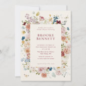 Romantische vlinder Floral Lijst Vrijgezellenfeest Kaart (Voorkant)