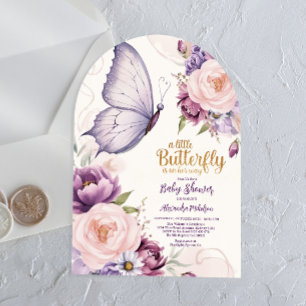Romantische Vlinder Tuin Baby Shower Acryl Uitnodigingen