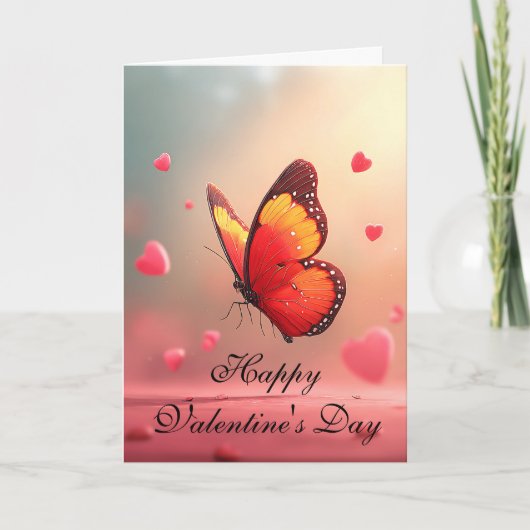 Romantische Vlinder Valentijnsdag Kaart (Voorkant)