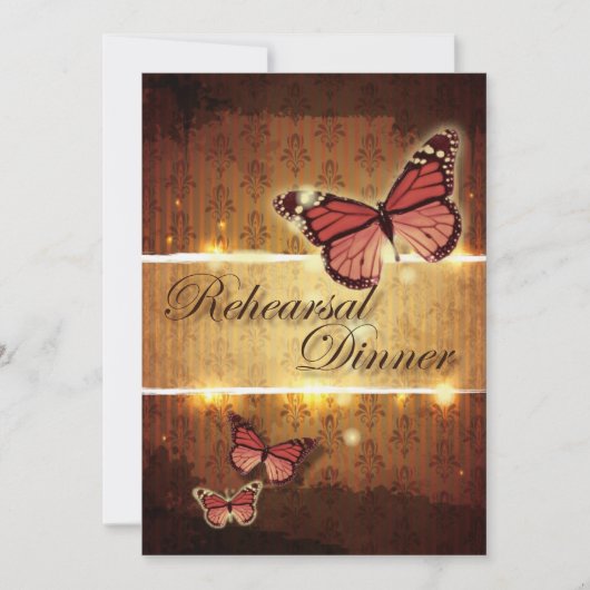 Romantische vlinder vallen bruiloft repetitie dine kaart (Voorkant)