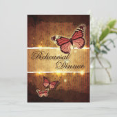 Romantische vlinder vallen bruiloft repetitie dine kaart (Staand voorkant)