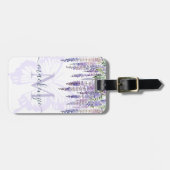 Romantische Vlinder & Wisteria Monogram Script Naa Bagagelabel (Voorkant horizontaal)