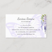 Romantische Vlinder & Wisteria Pastel Floral Visitekaartje (Achterkant)