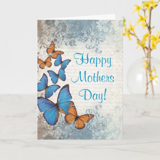 Romantische vlindermoederdag kaart (Gele Bloem)