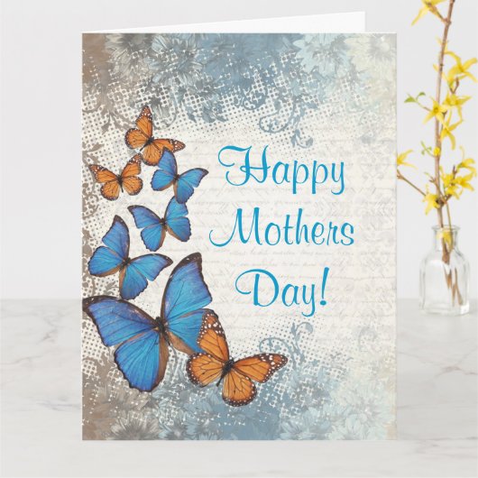 Romantische vlindermoederdag kaart (Gele Bloem)