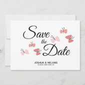 Romantische Vlinders Roze Save the Dates  (Voorkant)