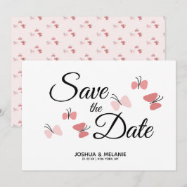 Romantische Vlinders Roze Save the Dates