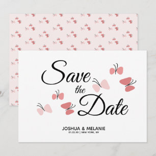 Romantische Vlinders Roze Save the Dates 