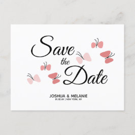 Romantische Vlinders Roze Save the Dates Briefkaart