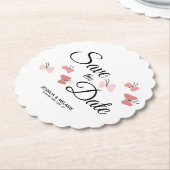 Romantische Vlinders Roze Save the Dates Kartonnen Onderzetters (Gekanteld)