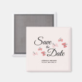 Romantische Vlinders Roze Save the Dates    Magneet (Voorkant / Achterkant)