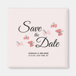 Romantische Vlinders Roze Save the Dates    Magneet