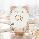 Romantische Vogels Blush Roze Bloemen Bruiloft Kaart