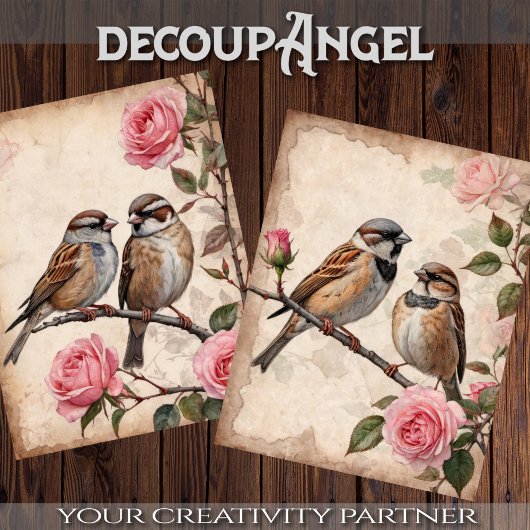Romantische vogels - Decoupage - Tissuepapier