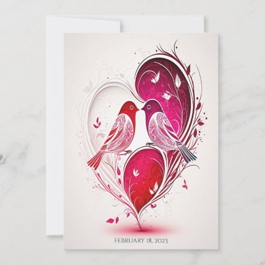 Romantische vogels en script huwelijksuitnodiging save the date (Voorkant)