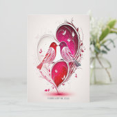 Romantische vogels en script huwelijksuitnodiging save the date (Staand voorkant)