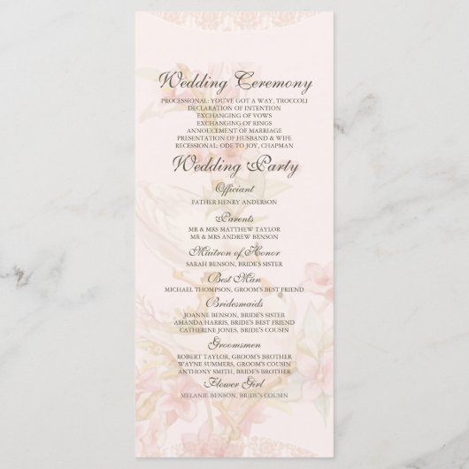  romantische vogels huwelijksceremonie programma programmakaart (Achterkant)