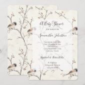 Romantische vogels in een boom baby shower kaart (Voorkant / Achterkant)