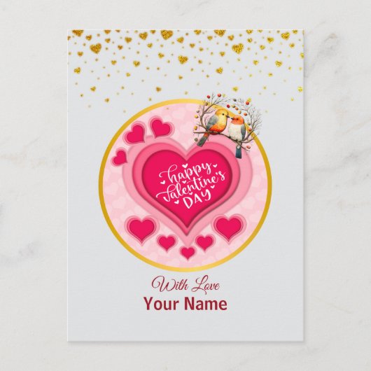 Romantische vogels op Branch Valentijnsdag en Hart Briefkaart (Voorkant)