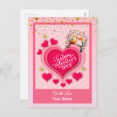 Romantische vogels op Branch Valentijnsdag en Hart Feestdagenkaart (Voorkant / Achterkant)