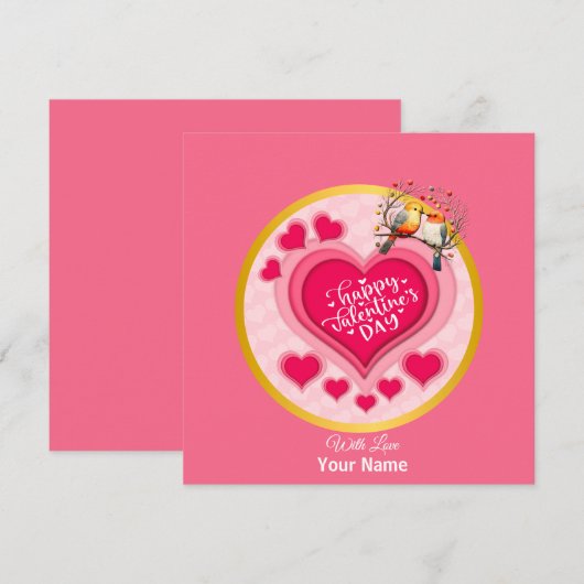Romantische vogels op Branch Valentijnsdag en Hart Kaart (Voorkant / Achterkant)