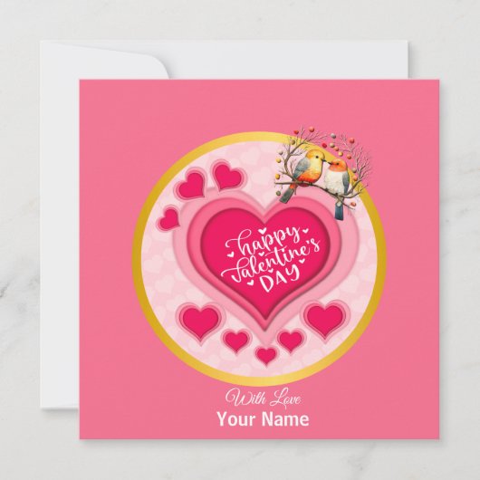 Romantische vogels op Branch Valentijnsdag en Hart Kaart (Voorkant)