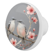 Romantische vogels op Cherry Blossom Branch Waterv Keramische Knop (Rechts)
