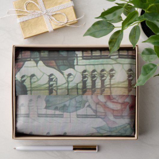 Romantische vogels op een tak tissuepapier (Geschenk)