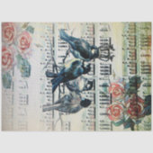 Romantische vogels op een tak tissuepapier (Voorkant)