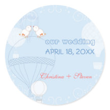 Romantische vogels op het hete luchtballonhuwelijk