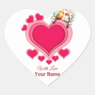 Romantische vogels op tak Valentijnsdag en hart Sticker