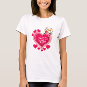 Romantische vogels op tak Valentijnsdag en hart T-shirt