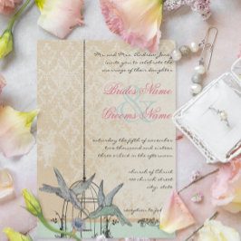 Romantische  vogelvogeljacht - bruiloft kaart