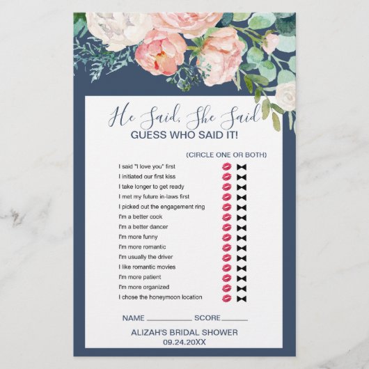 Romantische volken | Blauw die hij zei: "Game" Flyer (Voorkant)