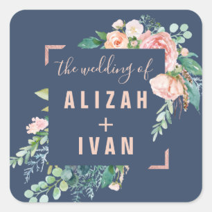 Romantische volken   Blauwweddenschappen Vierkante Sticker