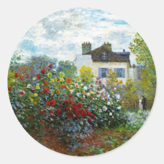 Romantische voorjaarshuwelijk vintage Monet tuin Ronde Sticker