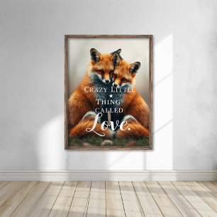Romantische vos liefde illustratie poster