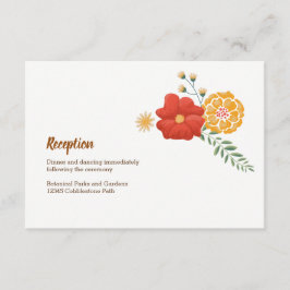 Romantische vossen Bloemenbladeren bruiloft behuiz Informatiekaartje