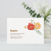 Romantische vossen Bloemenbladeren bruiloft behuiz Informatiekaartje (Staand voorkant)