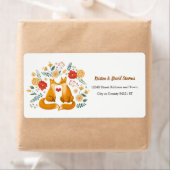 Romantische vossen en rustieke bloemblaadjes bruil etiket (Insitu)