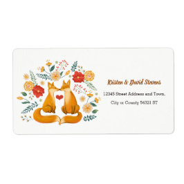 Romantische vossen en rustieke bloemblaadjes bruil etiket